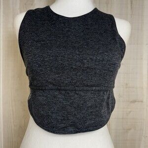 Free People Movement In Your Corner Sports Bra  Criss-Cross Back Charcoal Logo S